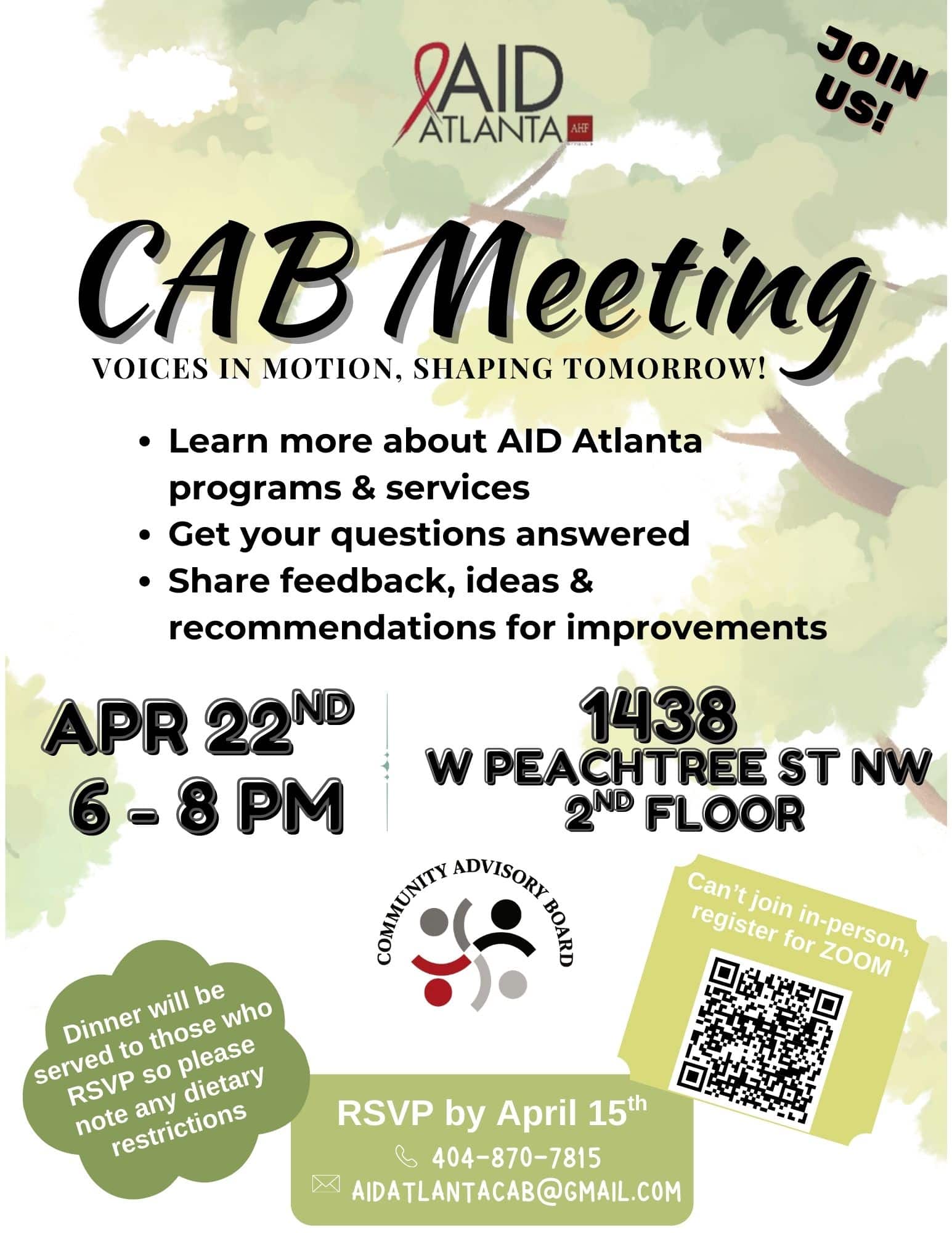 Community Advisory Board April 22 Meeting Graphic